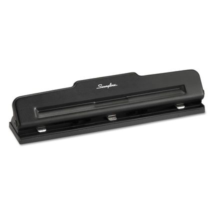 10-Sheet Desktop Three-Hole Adjustable Punch 9/32" Holes Black