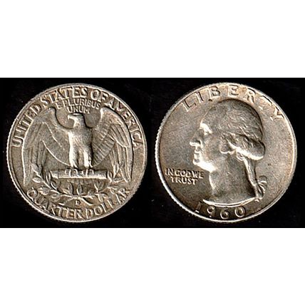 USA Qarter Dollar 1960 Coin Eagle Washington 25c