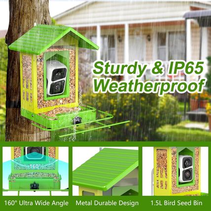Birdsnap® APS - Metal Bird Feeder with Camera Solar Panel 32GB Card, AI Identify