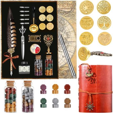 Feather Pen Pheasant Quill Pen and Ink Set,Caligraphy Kits for Beginners, Feathe