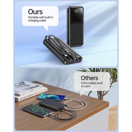 Portable Charger with Built in Cable - 20000Mah Fast Charging 22.5W Slim Power B