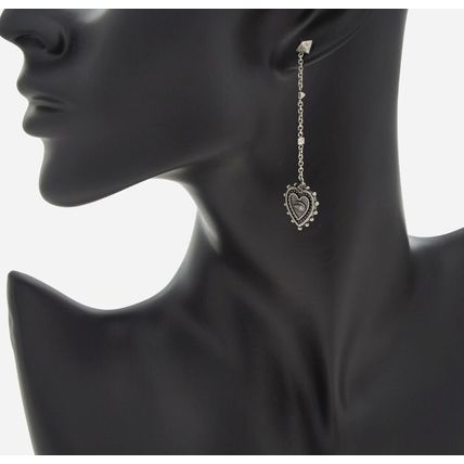 VALENTINO GARAVANI Pewter Tone Heart Drop Earrings (RARE & COLLECTABLE)