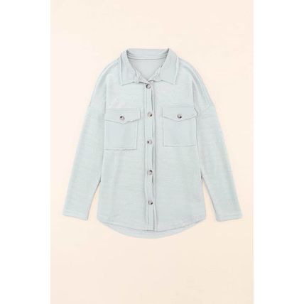 Gray Contrast Flap Pockets Relaxed Shacket