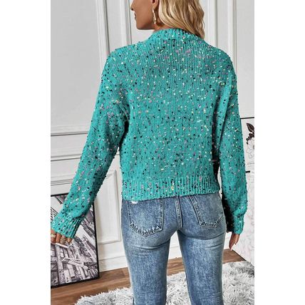 Aruba Blue Multicolor Confetti Sweater Cardigan