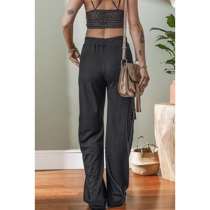 Carbon Grey Cargo Pockets Drawstring Sweatpants