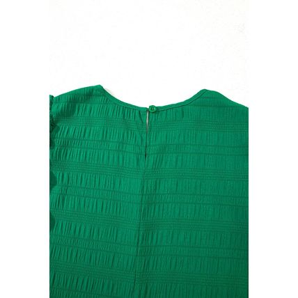 Dark Green Textured Flutter Sleeve Ruffled Mini Dress