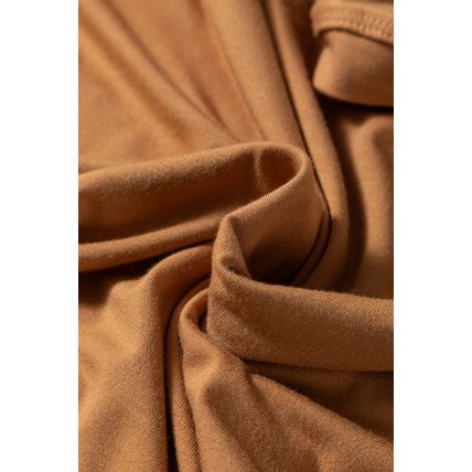 Chestnut Solid Color Long Sleeve Fitted Top