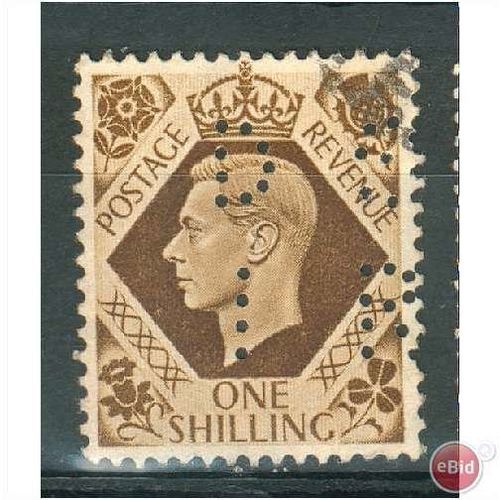 GB stamps 1937-47 KGV1 - 1/- SG475 perfin