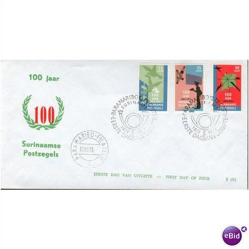 Surinam FDI 1973 - SG 762-764 - 100 Years of Surinam Postage