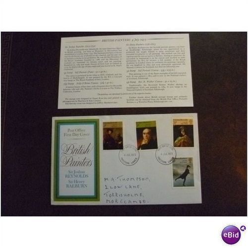 1973 GB British Painters First Day Cover Preston stamps FDI Art Reynolds Raeburn