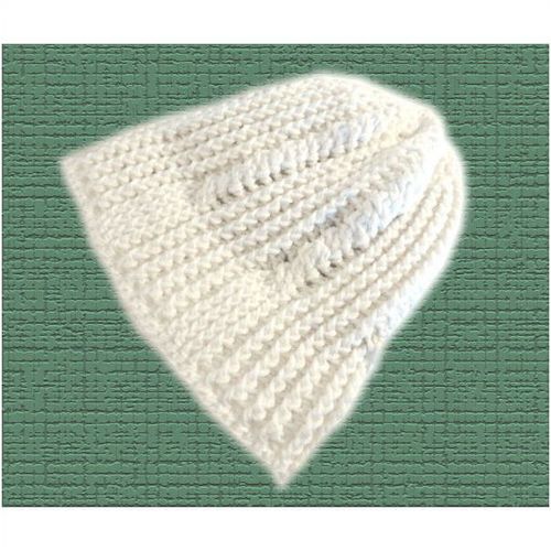 Ski hat #003 adult chunky crochet white 24 inch circumference winter head wear