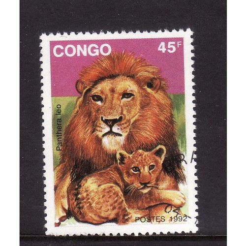 CONGO 1992 BIG CATS SG1318 45F LION FINE USED
