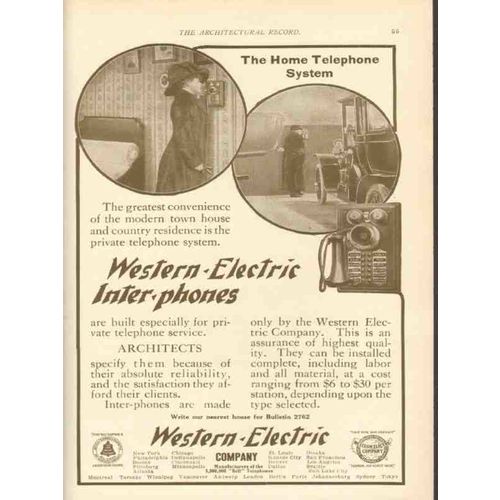 western electric company 1911 private home telephone system vintage ad
