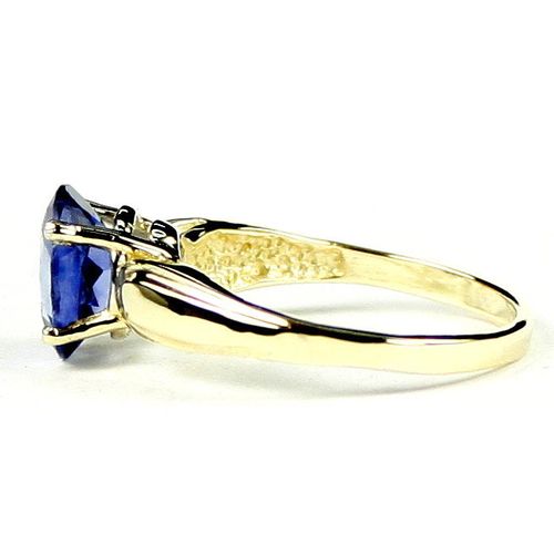 Created Blue Sapphire, 10KY Gold Ring, R058