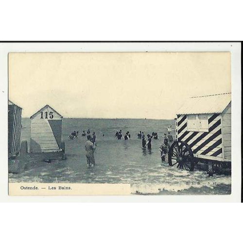 Belgium OSTEND Beach Huts Postcard by L.L.B. (17)
