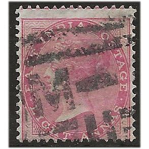 India 1868 SG73 8a Rose Good+ Used . ..