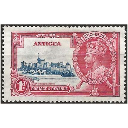 Antigua 1935 SG91 1d Deep Blue & Carmine Silver Jubilee Mounted Mint . .. .