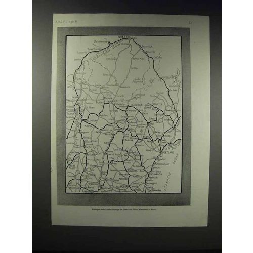 1918 Road Map of Maine - Principal Motor Routes
