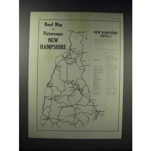 1918 Road Map of New Hampshire Ad - Picturesque