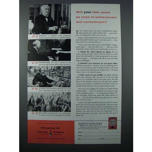 1956 Metropolitan Life Insurance Ad - Your Later Years
