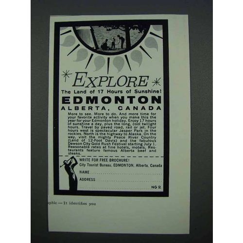 1962 Edmonton Alberta Canada Tourism Ad - Explore