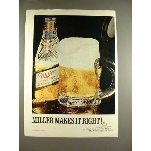 1970 Miller High Life Beer Ad - Miller Makes it Right!