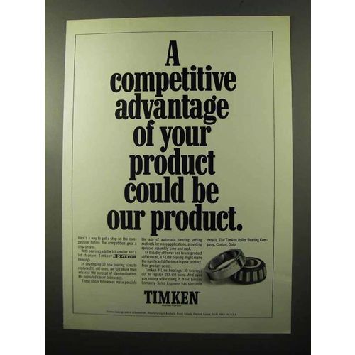 1970 Timken J-Line Bearings Ad - Competitive Advantage