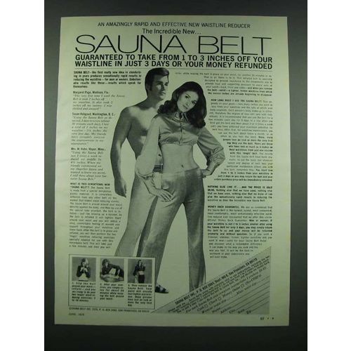 1970 Sauna Belt Ad - Rapid and Effective Waistline Reducer