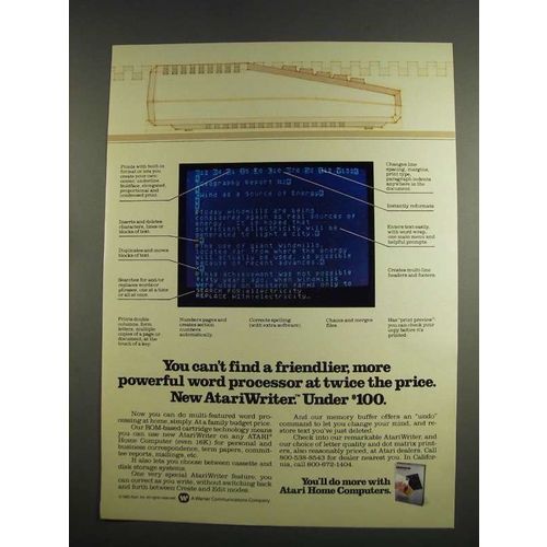 1984 Atari AtariWriter Software Ad - Friendlier