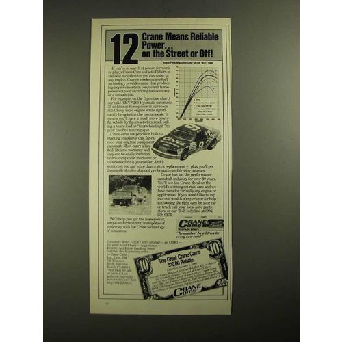 1987 Crane Cams Ad - Means Reliable Power On the Street or Off