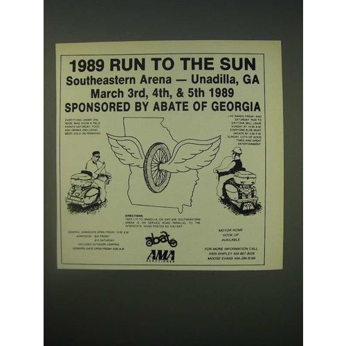 1989 AMA Run to the Sun Ad - 1989 Run to the Sun
