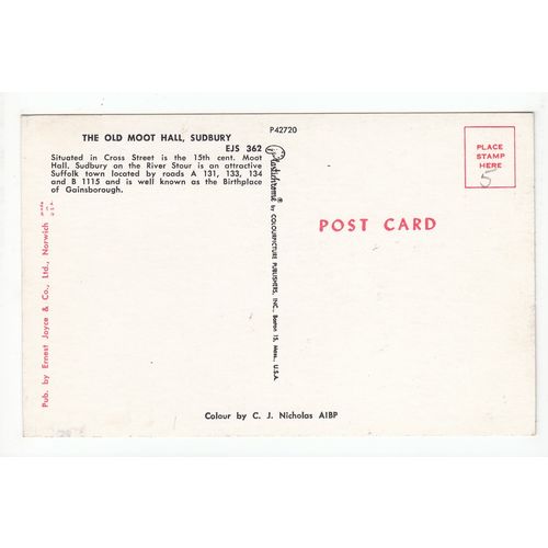 The Moot Hall Sudbury Suffolk Postcard 362