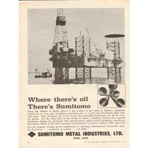 SUMITOMO METAL INDUSTRIES 1962 where theres oil tubes pipes vintage ad