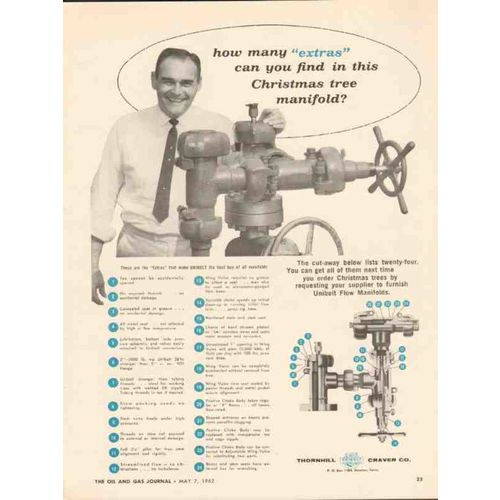 THORNHILL-CRAVER COMPANY 1962 extra Christmas tree manifold vintage ad