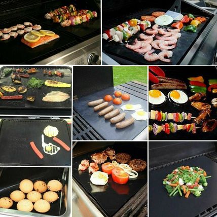 2PCS Barbecue Pad High Temperature Resistance Non-stick Outdoor BBQ Grill Mat UK