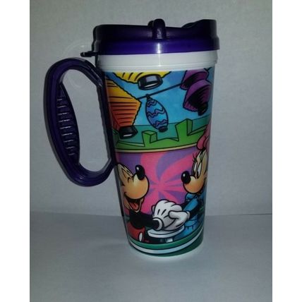 DISNEYLAND TEACUPS MICKEY, MINNIE, GOOFY DONALD DUCK TRAVEL MUG CUP W/ LID~NEW~