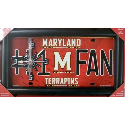 Maryland Terrapins #1 Fan License Plate Clock