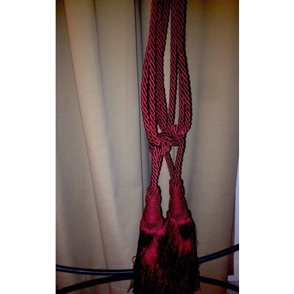 Tassel Tie back Tieback Thick Corded for Drape Curtain Rich Burgundy 25" Long