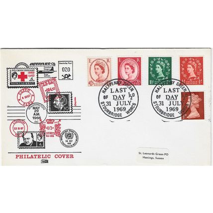 GB 1969 Definitives LDC with Halfpenny Green Worcs pm
