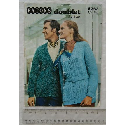 Vintage: Patons 6263 his & hers cardigans, Doublet chunky, 34-41 inch