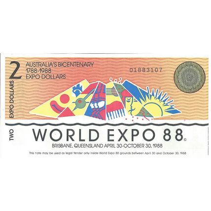 2 Expo Dollars: World Expo 88 Souvenir Note