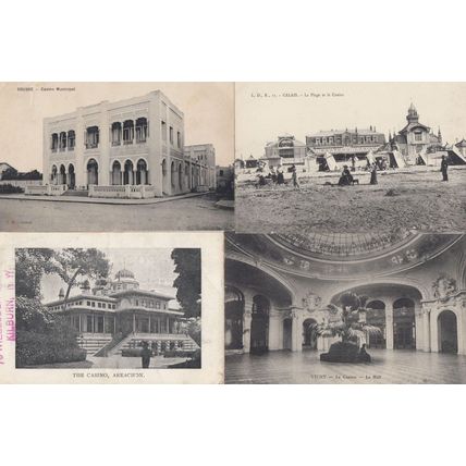 Areachon Sousse Vichy Calais 4x Antique French Casino Postcard s