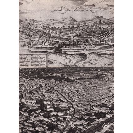 Montpelier France Aerial & Medieval Map 2x Real Photo Postcard s