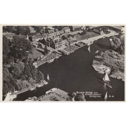 Sailing Boats Swan Hotel Horning Real Photo Postcard