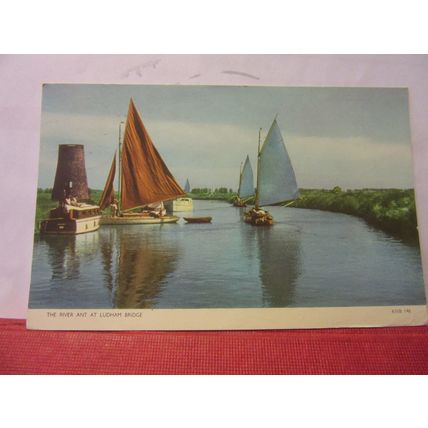 RIVER ANT at LUDHAM BRIDGE, NORFOLK BROADS. used postcard by Jarrold 1957 pm /