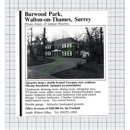 Burwood Park Walton On Thames Surrey House Sale Advert - 1981 Cutting