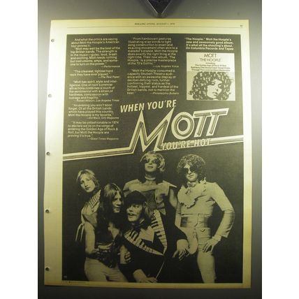 1974 Mott The Hoople Album Ad - When you're Mott you're hot