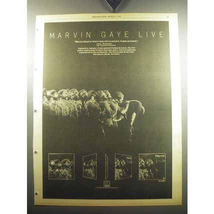 1974 Marvin Gaye Live Album Ad - Marvin Gaye's return was not a concert