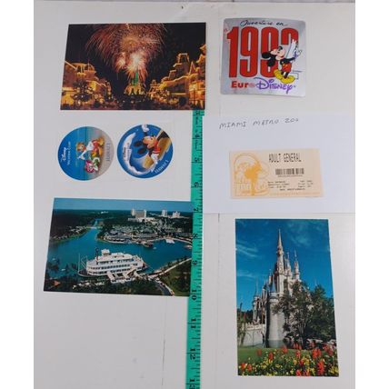 post cards lot of 3, florida euro disney sticker etc see photos ( A329)
