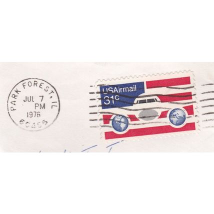 United States 1976 Park Forest Illinois postmark on Air Mail 31c SG A1611 VGC